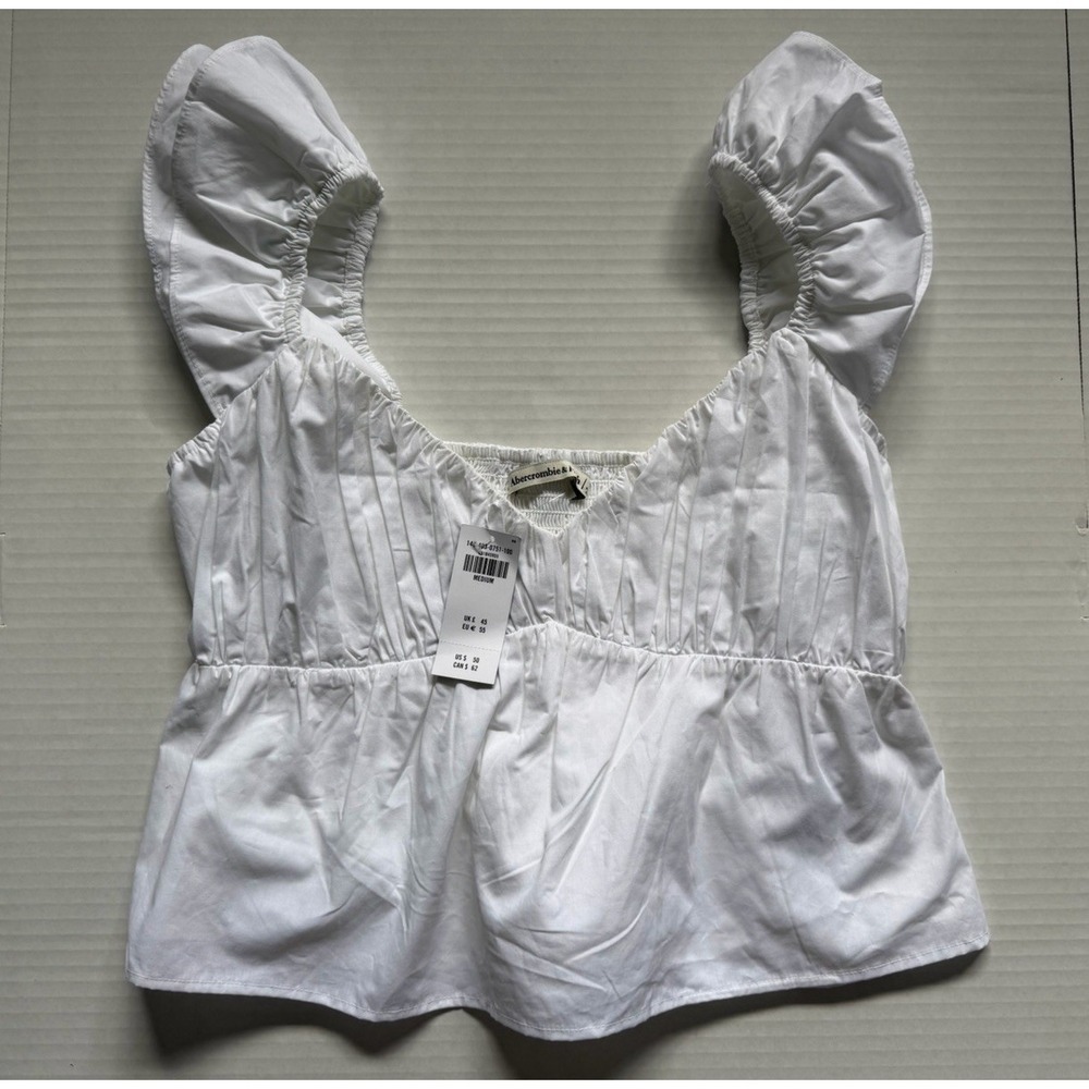 Abercrombie And Fitch Off The Shoulder Crop Top Baby Doll Shirt White Women's M